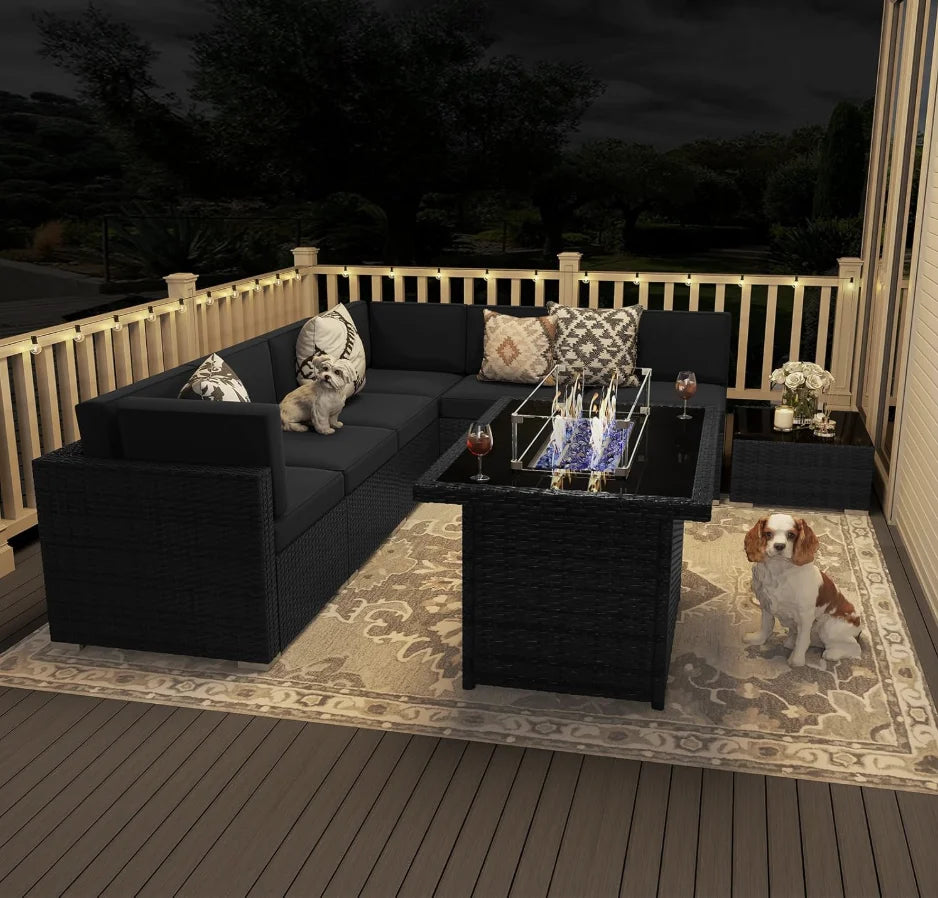 8-Pieces w/44" Propane Gas Fire Pit Table