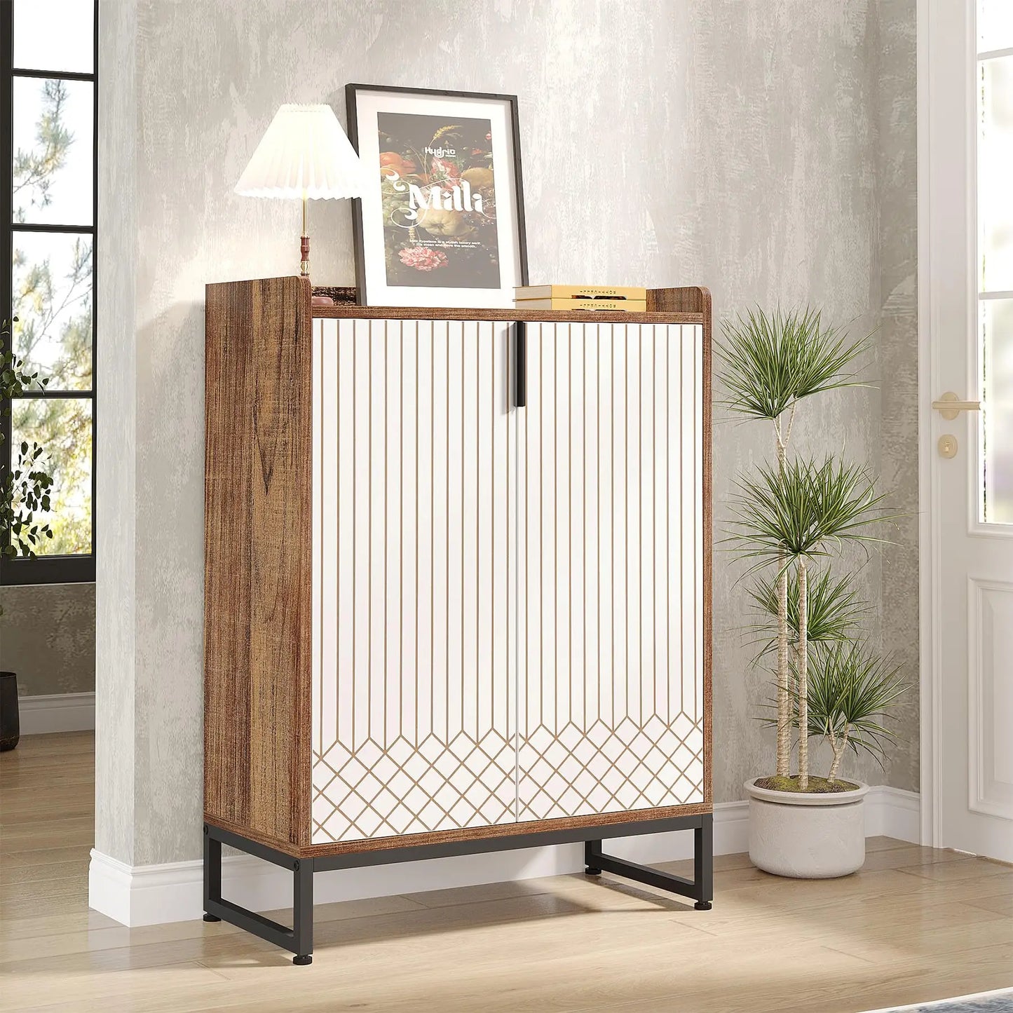 5-Tier Modern Shoe Rack Wood Storage Cabinet