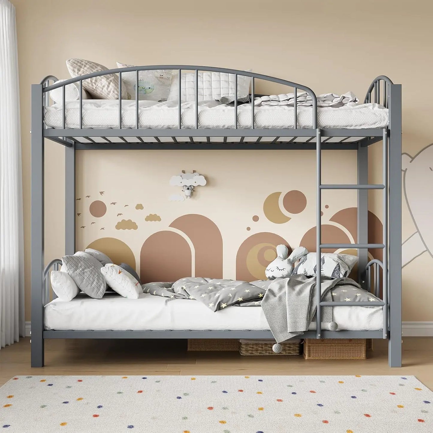 Metal Loft Bunk Beds Safety Guardrail & Ladder