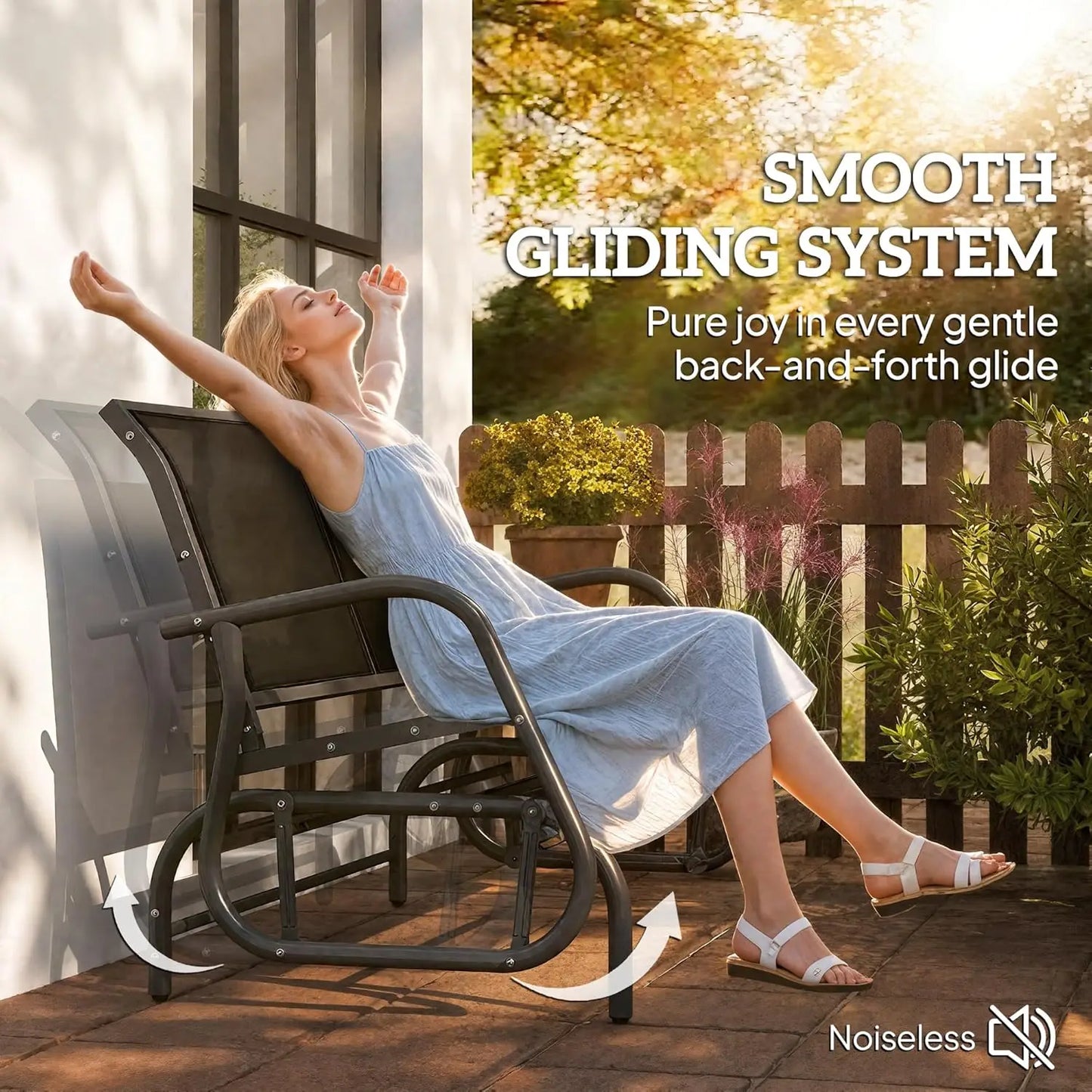 Double Swing Rocking Chair Loveseat Glider Bench