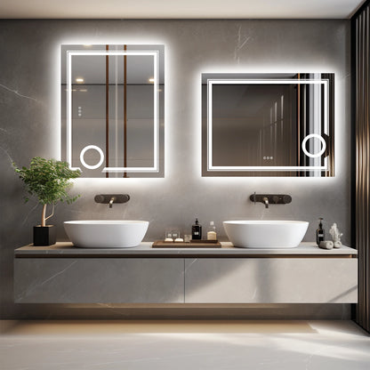 Mounted Smart Bathroom Mirror LED 3X-Dimmable Anti-Fog